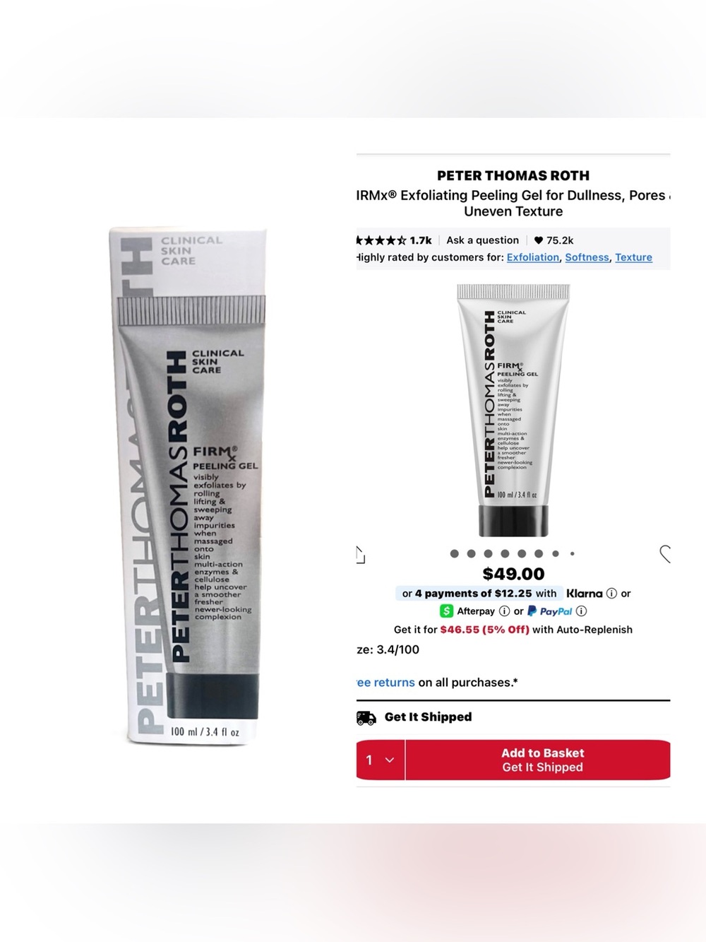 Peter Thomas Roth FIRMx Exfoliating Peeling Gel 3.4 oz